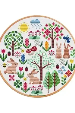 Rabbit Spring Sampler Cross Stitch Pattern Reduced Price