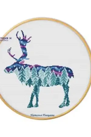 Crafted Aurora Reindeer Cross Stitch Pattern