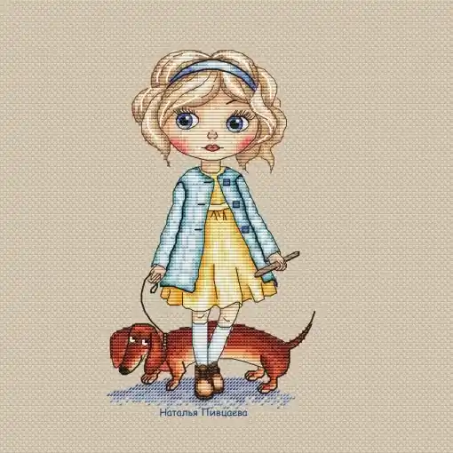 Super Sale Parisian with Dachshund Cross Stitch Pattern
