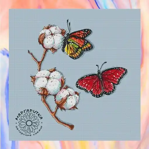 Cotton with Butterflies Cross Stitch Pattern Hot Deal