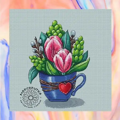 Mega Sale Spring Cup Cross Stitch Pattern