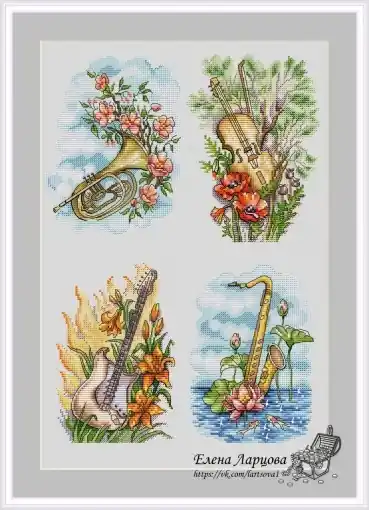 Modern 4 Elements Cross Stitch Pattern