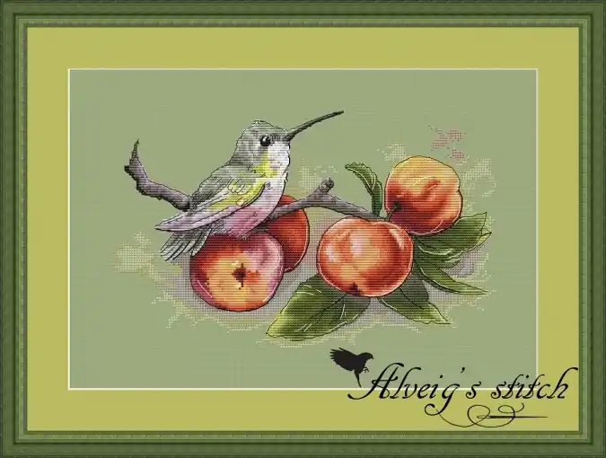 Reduced Price Apple Hummingbird Cross Stitch Pattern