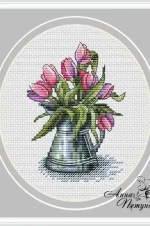 Spring Tulip Bouquet Cross Stitch Chart Big Sale