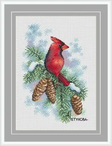 Price Cut Winter Guests. Cardinal Cross Stitch Pattern