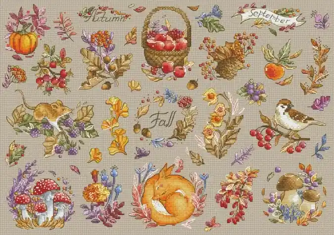 Autumn Sampler Cross Stitch Chart Flash Sale
