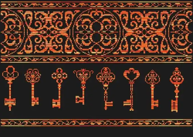 Pillow with Keys Cross Stitch Pattern Mega Sale