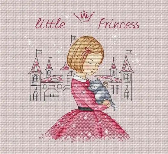 Little Princess in Pink Cross Stitch Pattern High Quality