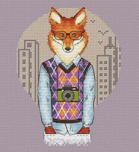 Free Delivery Hipster Fox Cross Stitch Pattern