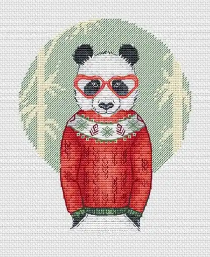 Hipster Panda Cross Stitch Pattern Sale