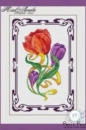 Discount Flowers. Tulip Cross Stitch Pattern