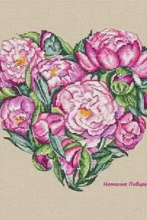 Pion Heart Cross Stitch Pattern In Demand
