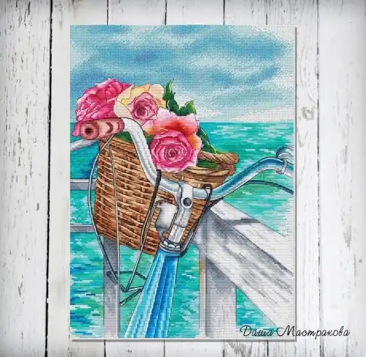 Buy Today Flower Bicycle Cross Stitch Pattern