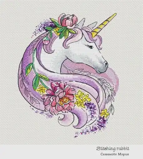 Flower Unicorn Cross Stitch Chart Super Sale