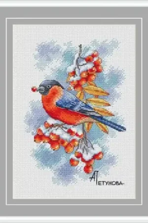 Winter Guest. Bullfinch Cross Stitch Pattern Today Only