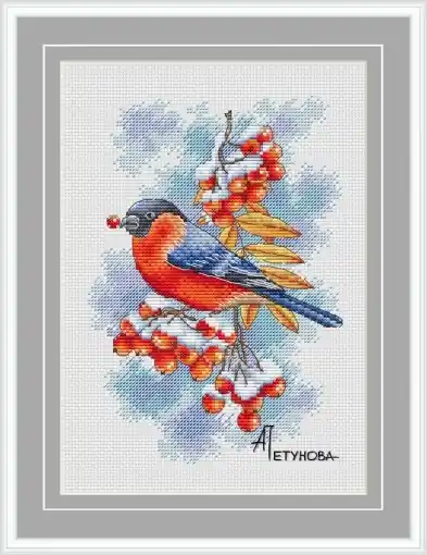 Winter Guest. Bullfinch Cross Stitch Pattern Today Only