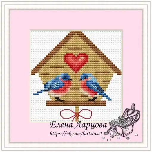 No Minimum Order Love Birds Cross Stitch Pattern