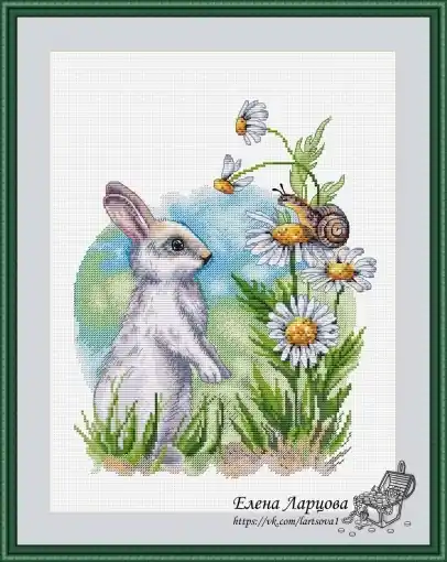 Bunny and Snail Cross Stitch Pattern No Minimum Order