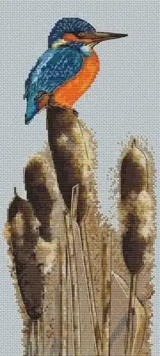 Luxury Kingfisher in the Reeds Cross Stitch Pattern