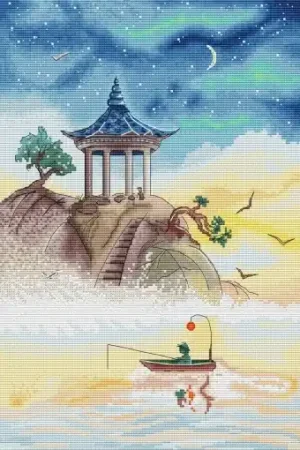 Pagoda with a Boat Cross Stitch Pattern Latest