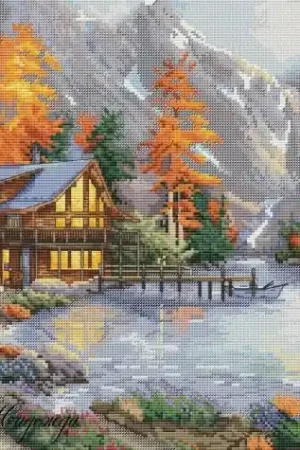 Fresh Stock House in the Mountains Cross Stitch Pattern