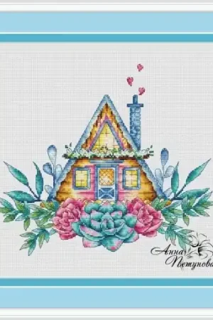 Love in a Cottage Cross Stitch Pattern High Quality