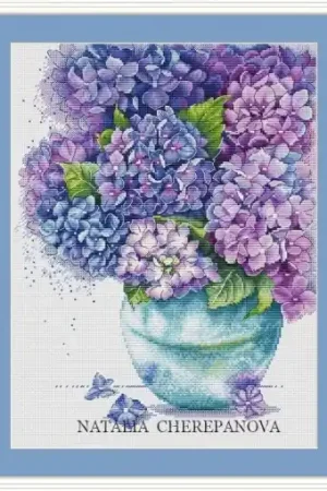 Affordable Bouquet of Hydrangeas Cross Stitch Pattern