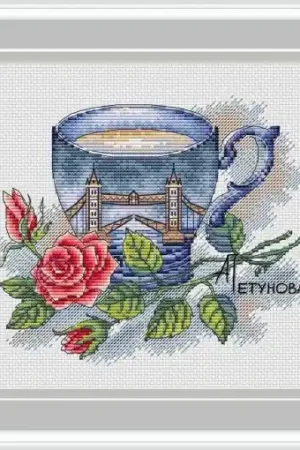 Certified Country Cups, England Cross Stitch Pattern