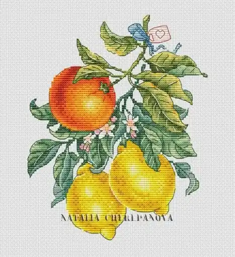 Citrus mini Cross Stitch Pattern Free Returns