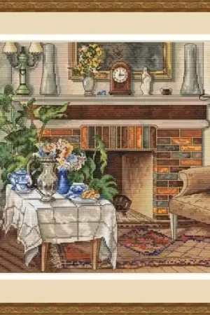 By the Fireplace Cross Stitch Pattern Exclusive