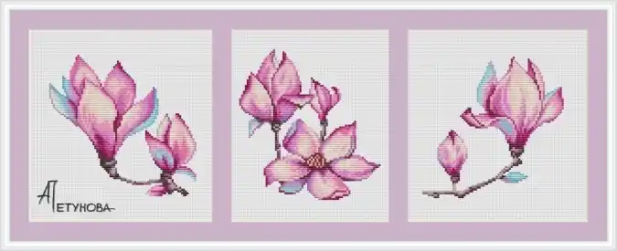 Don’t Miss Out Triptych "Magnolia" Cross Stitch Pattern