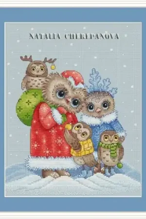 Worldwide Shipping Owl Family Cross Stitch Pattern