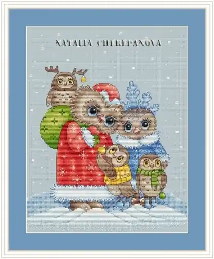 Worldwide Shipping Owl Family Cross Stitch Pattern