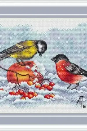 Top Pick Bullfinch and Chickadee Cross Stitch Pattern