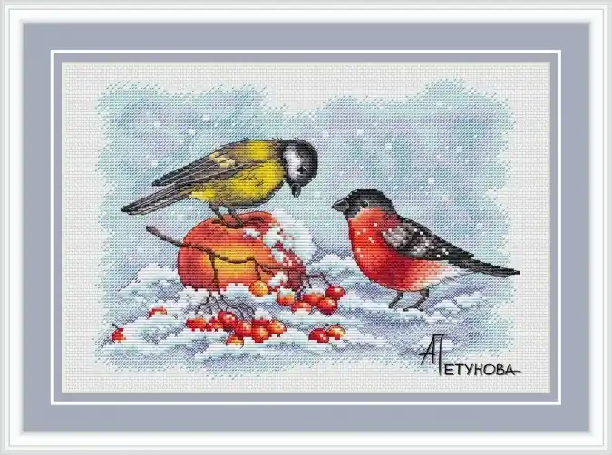 Top Pick Bullfinch and Chickadee Cross Stitch Pattern