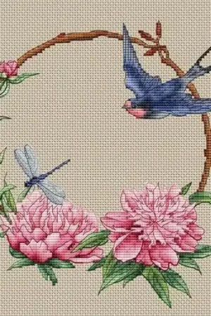 Limited Offer Peonies and Swallows Cross Stitch Pattern