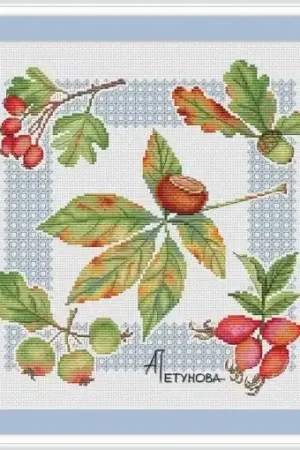 Leaf Sampler Cross Stitch Pattern Modern