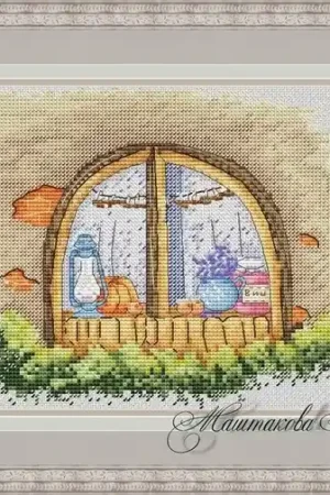 Exclusive Autumn Window Cross Stitch Pattern