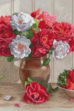 Express Delivery Roses and Strawberry Cross Stitch Pattern