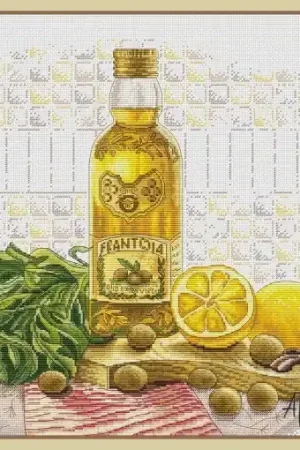 Authentic Olive and Lemon Still-Life Cross Stitch Pattern