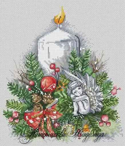 Christmas Candle Cross Stitch Pattern Fast Shipping