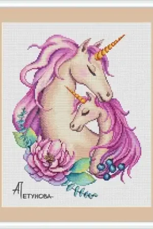 Mother Unicorn Cross Stitch Pattern Premium