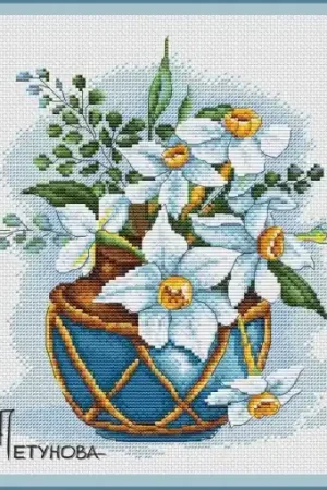 Daffodils in a Vase Cross Stitch Pattern Seasonal Sale