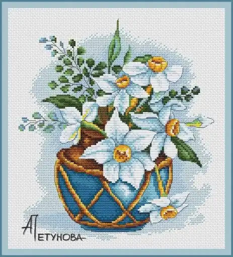 Daffodils in a Vase Cross Stitch Pattern Seasonal Sale