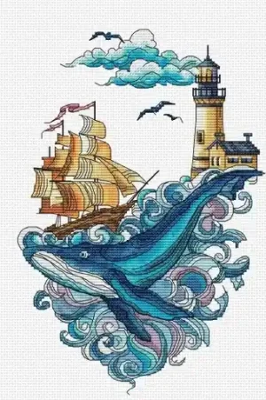 On the Top of the Wave Cross Stitch Pattern Brand New