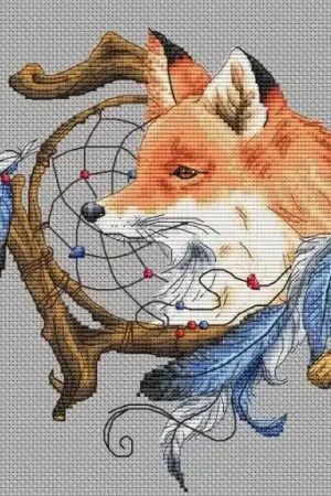 Professional Grade Dreamcatcher with Fox Cross Stitch Pattern
