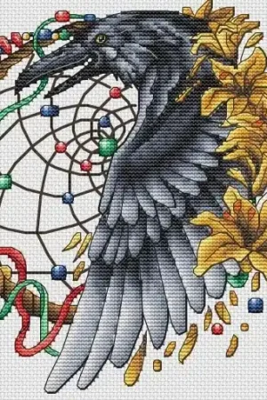 Get Yours Dreamcatcher with Raven Cross Stitch Pattern