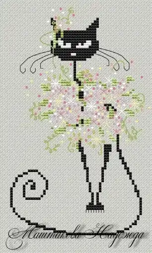 Cat in Flowers Cross Stitch Pattern Special Discount