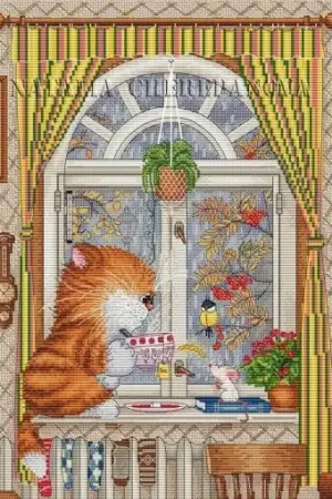 Cat by the Window Cross Stitch Pattern Limited Time