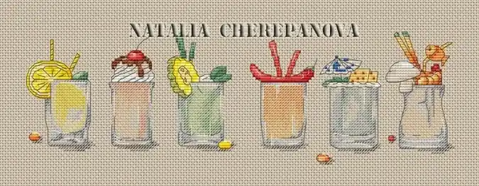 Factory Price Cocktail Set Cross Stitch Pattern